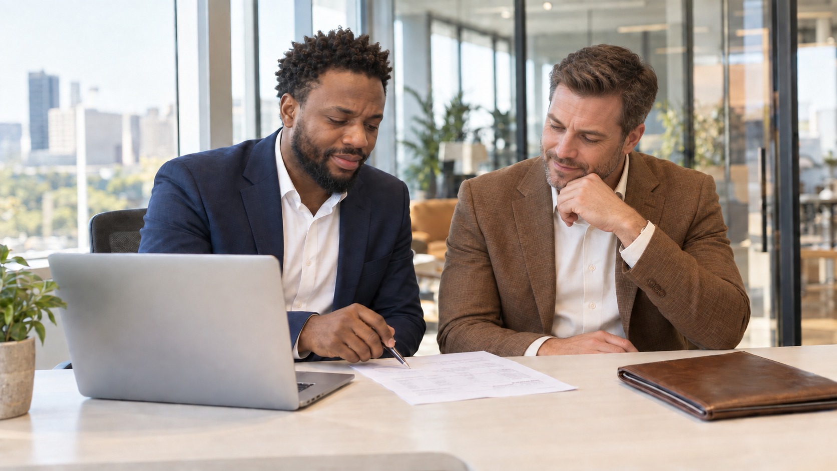 Finance professionals reviewing payment information together